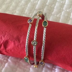 Silver cuff bracelet with colorful stones